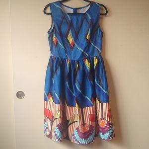 African Print Royal Blue Dress
